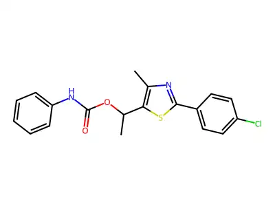 1-[2-(4-chlorophenyl)-4-methyl-1,3-thiazol-5-yl]ethyl N-phenylcarbamate structure