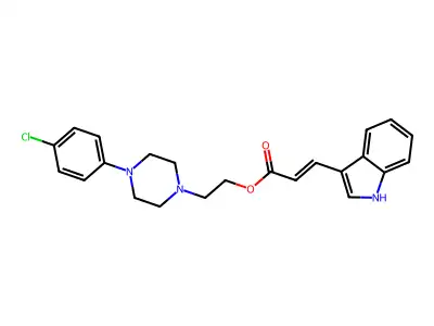 2-[4-(4-chlorophenyl)piperazin-1-yl]ethyl 3-(1H-indol-3-yl)prop-2-enoate structure