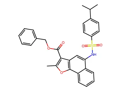 benzyl 2-methyl-5-[4-(propan-2-yl)benzenesulfonamido]naphtho[1,2-b]furan-3-carboxylate structure