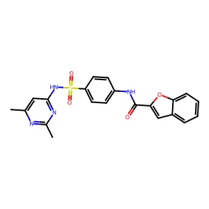 N-{4-[(2,6-dimethylpyrimidin-4-yl)sulfamoyl]phenyl}-1-benzofuran-2-carboxamide structure