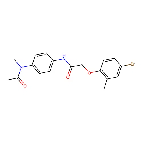 N-{4-[acetyl(methyl)amino]phenyl}-2-(4-bromo-2-methylphenoxy)acetamide structure
