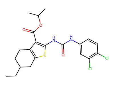 isopropyl 2-{[(3,4-dichloroanilino)carbonyl]amino}-6-ethyl-4,5,6,7-tetrahydro-1-benzothiophene-3-carboxylate structure