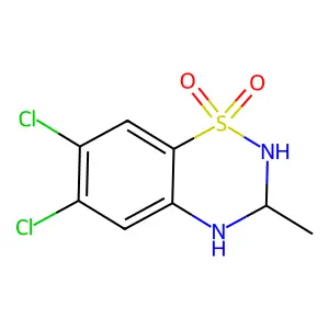 2H-1,2,4-Benzothiadiazine, 6,7-dichloro-3,4-dihydro-3-methyl-, 1,1-dioxide structure