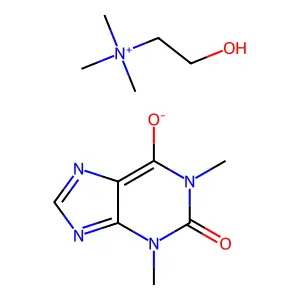 1,3-dimethyl-7H-purine-2,6-dione;2-hydroxyethyl(trimethyl)azanium structure