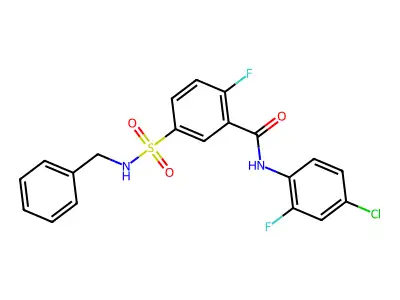 5-(benzylsulfamoyl)-N-(4-chloro-2-fluorophenyl)-2-fluorobenzamide structure