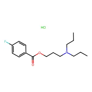 Benzoic acid, p-fluoro-, dipropylaminopropyl ester, hydrochloride structure