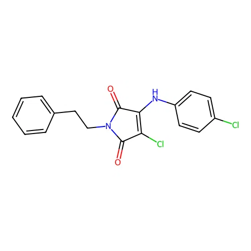 3-chloro-4-[(4-chlorophenyl)amino]-1-(2-phenylethyl)-1H-pyrrole-2,5-dione structure