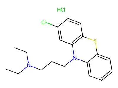 10H-Phenothiazine-10-propanamine, 2-chloro-N,N-diethyl-, hydrochloride (1:1) structure