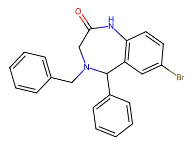 4-benzyl-7-bromo-5-phenyl-4,5-dihydro-3H-1,4-benzodiazepin-2-ol structure