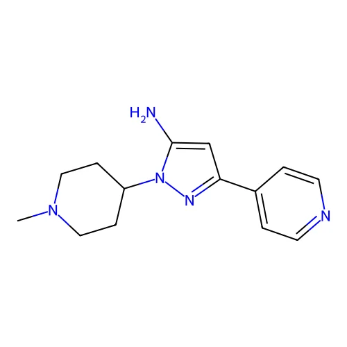 2-(1-Methylpiperidin-4-yl)-5-pyridin-4-ylpyrazol-3-amine structure
