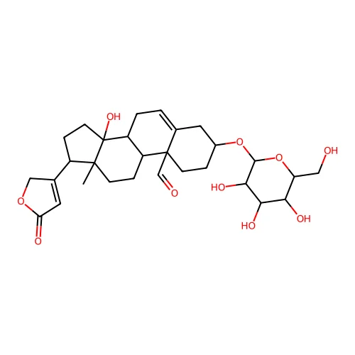 3-(Hexopyranosyloxy)-14-hydroxy-19-oxocarda-5,20(22)-dienolide structure