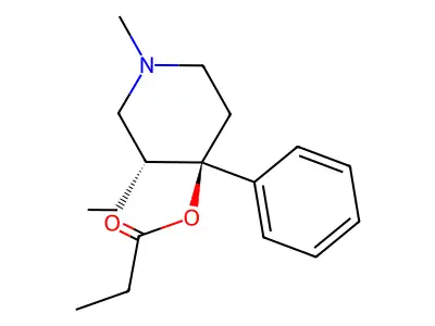 (3-Ethyl-1-methyl-4-phenylpiperidin-4-yl) propanoate structure