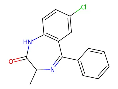 7-chloro-3-methyl-5-phenyl-2,3-dihydro-1H-1,4-benzodiazepin-2-one structure