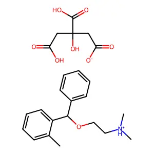 2-Dimethylaminoethyl-2-methyl-benzhydryl ether citrate structure