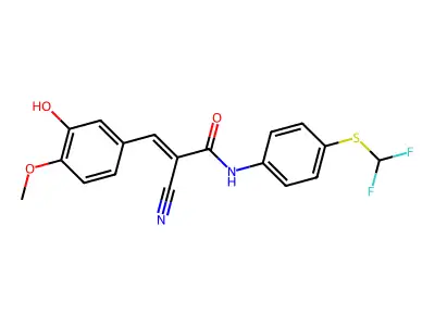 2-cyano-N-{4-[(difluoromethyl)sulfanyl]phenyl}-3-(3-hydroxy-4-methoxyphenyl)prop-2-enamide structure