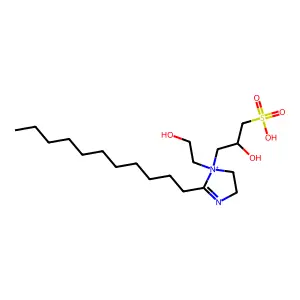 4,5-Dihydro-1-(2-hydroxyethyl)-1-(2-hydroxy-3-sulfopropyl)-2-undecyl-1H-imidazolium structure