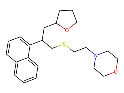 2-Furanpropanethiol, tetrahydro-S-(2-morpholinoethyl)-beta-(1-naphthyl)- structure
