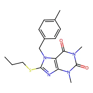 1,3-Dimethyl-7-(4-methylbenzyl)-8-(propylthio)-3,7-dihydro-1H-purine-2,6-dione structure