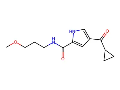 4-(cyclopropylcarbonyl)-N-(3-methoxypropyl)-1H-pyrrole-2-carboxamide structure