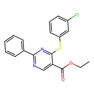 Ethyl 4-[(3-chlorophenyl)sulfanyl]-2-phenyl-5-pyrimidinecarboxylate structure