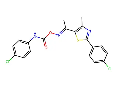 [1-[2-(4-chlorophenyl)-4-methyl-1,3-thiazol-5-yl]ethylideneamino] N-(4-chlorophenyl)carbamate structure