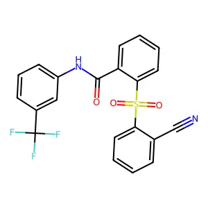 2-((2-Cyanophenyl)sulfonyl)-N-(3-(trifluoromethyl)phenyl)benzenecarboxamide structure