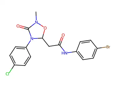N-(4-bromophenyl)-2-[4-(4-chlorophenyl)-2-methyl-3-oxo-1,2,4-oxadiazolidin-5-yl]acetamide structure