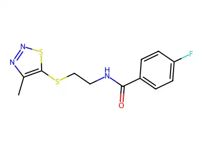 4-fluoro-N-{2-[(4-methyl-1,2,3-thiadiazol-5-yl)sulfanyl]ethyl}benzenecarboxamide structure