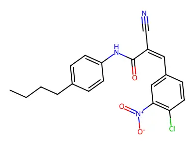 N-(4-butylphenyl)-3-(4-chloro-3-nitrophenyl)-2-cyanoprop-2-enamide structure