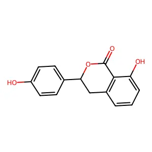 3,4-dihydro-8-hydroxy-3-(4-hydroxyphenyl)-1H-2-benzopyran-1-one structure