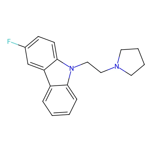 3-Fluoro-9-(2-pyrrolidin-1-ylethyl)carbazole structure