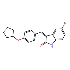 (3Z)-5-bromo-3-[(4-cyclopentyloxyphenyl)methylidene]-1H-indol-2-one structure
