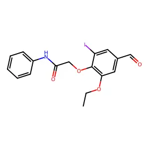2-(2-ethoxy-4-formyl-6-iodophenoxy)-N-phenylacetamide structure