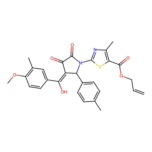 allyl 2-(3-hydroxy-4-(4-methoxy-3-methylbenzoyl)-2-oxo-5-(p-tolyl)-2,5-dihydro-1H-pyrrol-1-yl)-4-methylthiazole-5-carboxylate structure