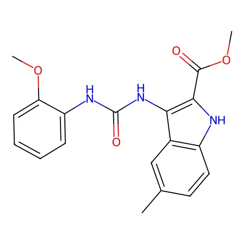 methyl 3-{[(2-methoxyphenyl)carbamoyl]amino}-5-methyl-1H-indole-2-carboxylate structure