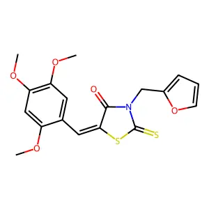 (5Z)-3-(furan-2-ylmethyl)-2-thioxo-5-(2,4,5-trimethoxybenzylidene)-1,3-thiazolidin-4-one structure