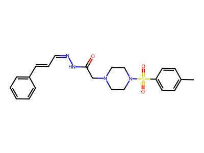 [4-(Toluene-4-sulfonyl)-piperazin-1-yl]-acetic acid [(E)-3-phenyl-prop-2-en-(E)-ylidene]-hydrazide structure