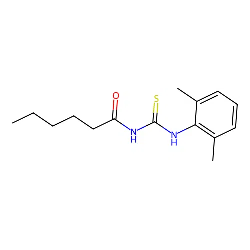 N-[(2,6-dimethylphenyl)carbamothioyl]hexanamide structure