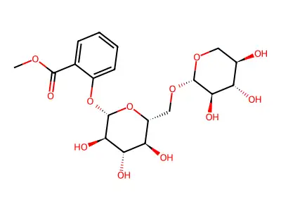 Methyl 2-[(6-o-pentopyranosylhexopyranosyl)oxy]benzoate structure