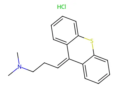 N,N-Dimethyl-3-(9H-thioxanthen-9-ylidene)propan-1-amine--hydrogen chloride (1/1) structure