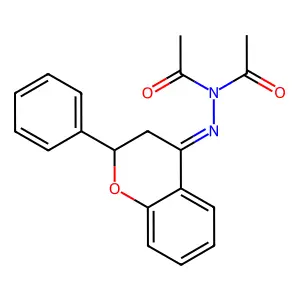 N-Acetyl-N'-(2,3-dihydro-2-phenyl-4H-1-benzopyran-4-ylidene)acetohydrazide structure