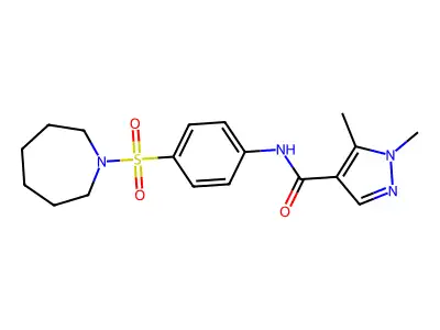 N-[4-(azepan-1-ylsulfonyl)phenyl]-1,5-dimethylpyrazole-4-carboxamide structure
