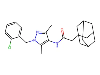 2-(1-adamantyl)-N-[1-[(2-chlorophenyl)methyl]-3,5-dimethylpyrazol-4-yl]acetamide structure