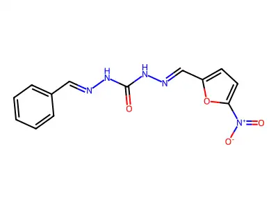 1-(Benzylideneamino)-3-[(5-nitrofuran-2-yl)methylideneamino]urea structure