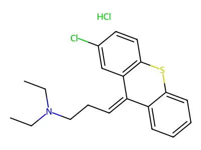 3-(2-chlorothioxanthen-9-ylidene)-N,N-diethylpropan-1-amine;hydrochloride structure