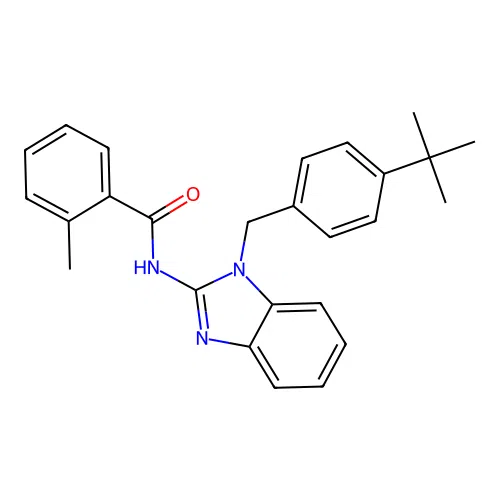 N-[1-(4-tert-butylbenzyl)-1H-benzimidazol-2-yl]-2-methylbenzamide structure