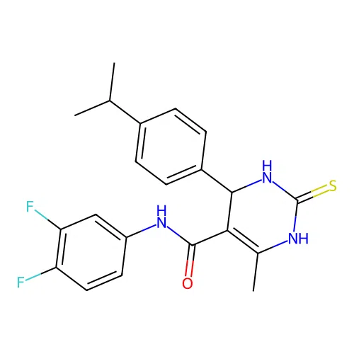 N-(3,4-difluorophenyl)-4-(4-isopropylphenyl)-6-methyl-2-thioxo-1,2,3,4-tetrahydropyrimidine-5-carboxamide structure