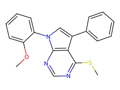 7-(2-methoxyphenyl)-4-(methylsulfanyl)-5-phenyl-7H-pyrrolo[2,3-d]pyrimidine structure