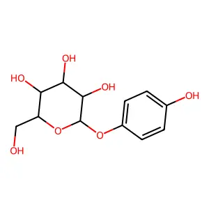 2-Hydroxymethyl-6-(4-hydroxy-phenoxy)-tetrahydro-pyran-3,4,5-triol structure