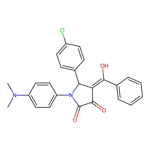 (4E)-5-(4-chlorophenyl)-1-(4-dimethylaminophenyl)-4-[hydroxy(phenyl)methylidene]pyrrolidine-2,3-dione structure